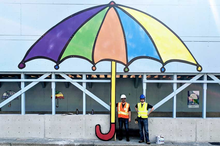 Custom umbrella hoarding sign