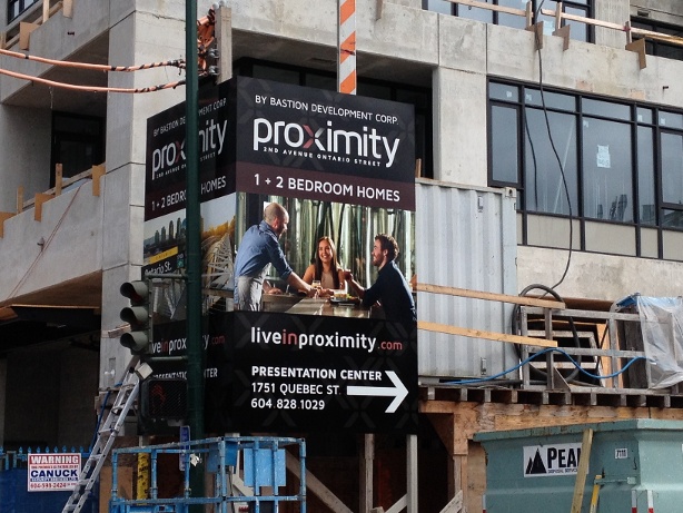 Corner sign on construction site