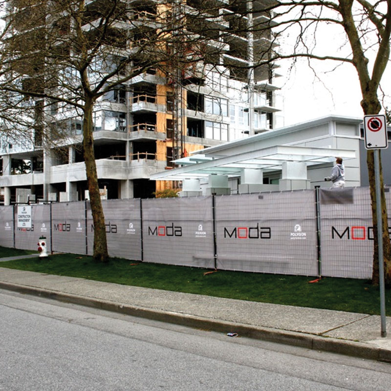 Mesh banners on a construction site