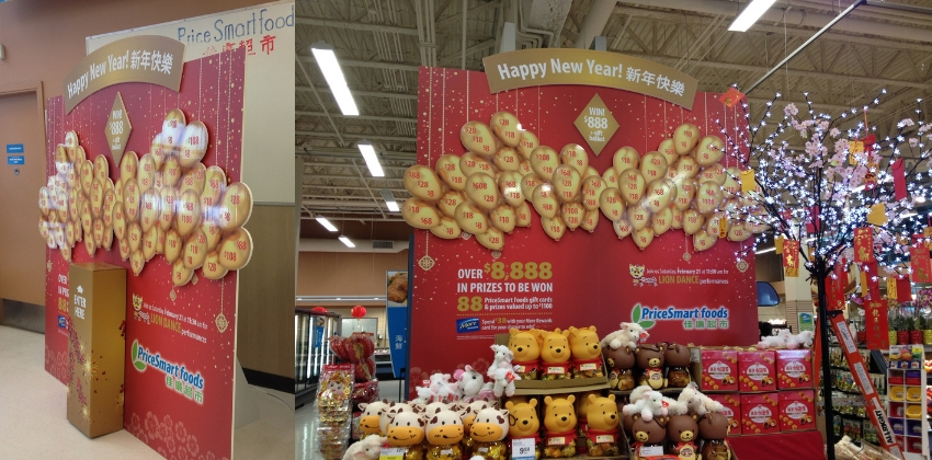 Stand up retail display in grocery store