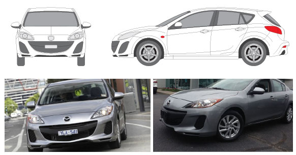 Vehicle graphics template vs. reality